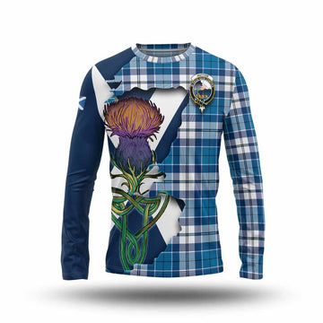 Tartan Vibes Clothing Hutton Tartan Family Crest Long Sleeve T-Shirt Scottish Thistle Celtic Inspired