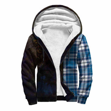 Hutton Tartan Family Crest Sherpa Hoodie Alba Gu Brath Be Brave Lion Ancient Style