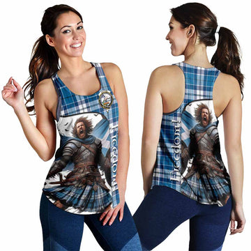 Hutton Crest Tartan Women's Racerback Tanks Inspired by the Freedom of Scottish Warrior 4XL - Tartan Vibes Clothing