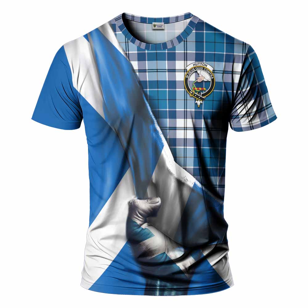 Hutton Tartan T-Shirt with Family Crest Scotland Patriotic Style Kid's Shirt - Tartan Vibes Clothing