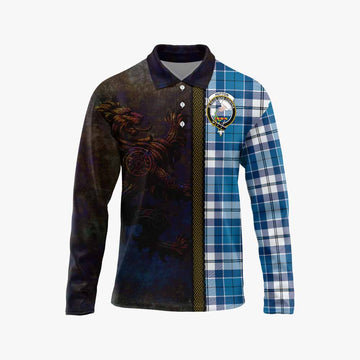 Hutton Tartan Family Crest Long Sleeve Polo Shirt Alba Gu Brath Be Brave Lion Ancient Style