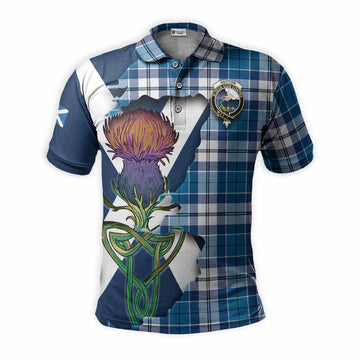 Tartan Vibes Clothing Hutton Tartan Family Crest Polo Shirt Scottish Thistle Celtic Inspired