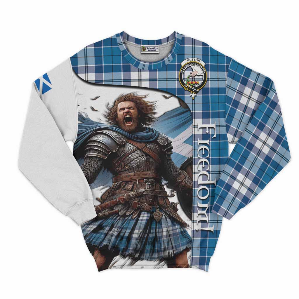 Hutton Crest Tartan Sweatshirt Inspired by the Freedom of Scottish Warrior Unisex - Tartan Vibes Clothing