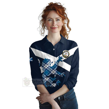 Hutton Tartan Lion Rampant Women's Casual Shirt Proudly Display Your Heritage with Alba Gu Brath and Clan Name Female - Tartan Vibes Clothing