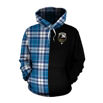 Hutton Tartan Cotton Hoodie with Family Crest and Half Of Me Style Pullover Hoodie XS - Tartan Vibes Clothing