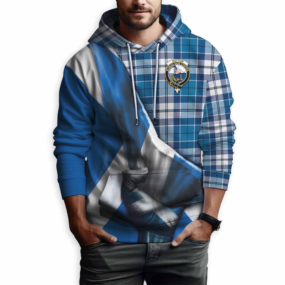 Hutton Tartan Hoodie with Family Crest Scotland Patriotic Style Pullover Hoodie - Tartan Vibes Clothing