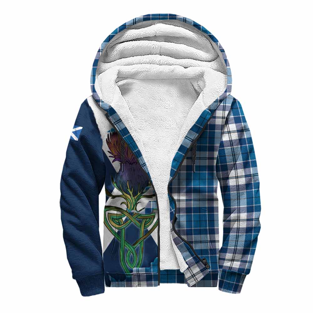 Tartan Vibes Clothing Hutton Tartan Family Crest Sherpa Hoodie Scottish Thistle Celtic Inspired
