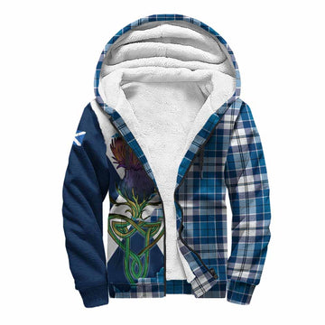 Tartan Vibes Clothing Hutton Tartan Family Crest Sherpa Hoodie Scottish Thistle Celtic Inspired