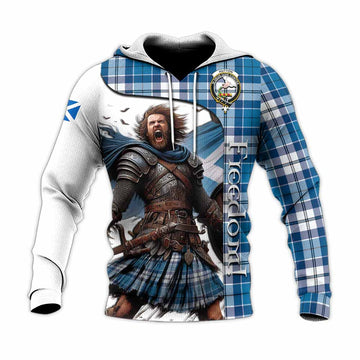 Hutton Crest Tartan Knitted Hoodie Inspired by the Freedom of Scottish Warrior Unisex Knitted Pullover Hoodie - Tartan Vibes Clothing