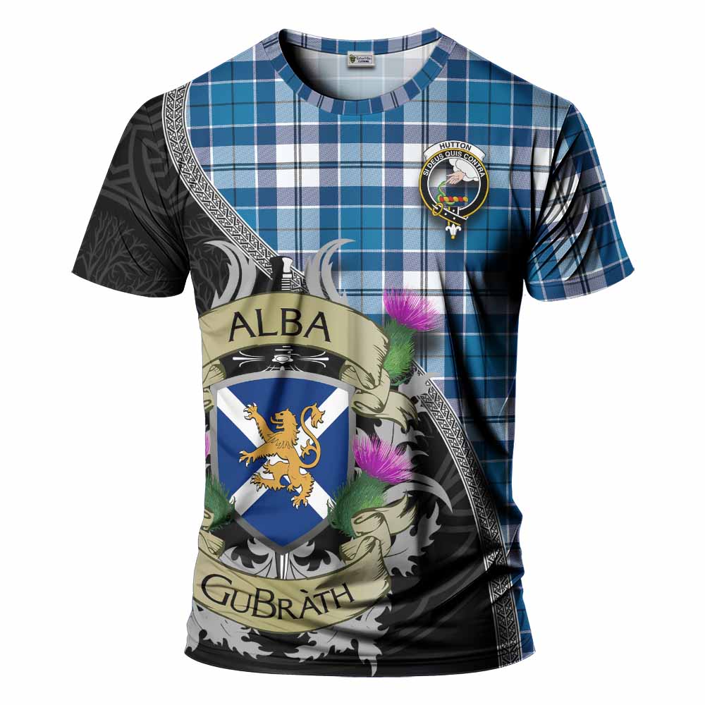 Hutton Tartan Family Crest T-Shirt Lion Rampant Royal Thistle Shield Celtic Inspired Kid's Shirt - Tartan Vibes Clothing