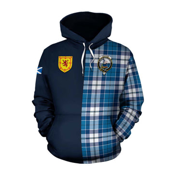 Hutton Tartan Cotton Hoodie Alba with Scottish Lion Royal Arm Half Style Pullover Hoodie XS - Tartan Vibes Clothing