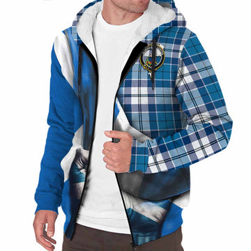 Hutton Tartan Sherpa Hoodie with Family Crest Scotland Patriotic Style Unisex S - Tartan Vibes Clothing