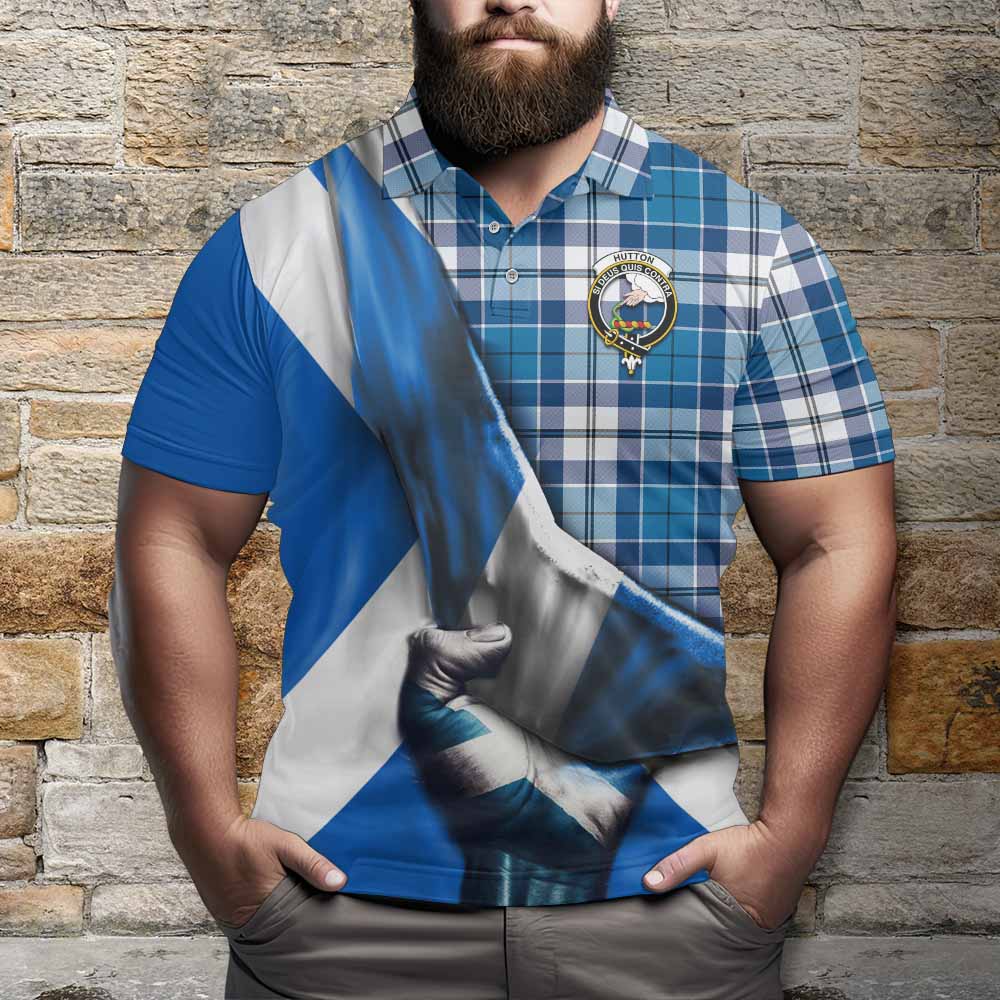 Hutton Tartan Polo Shirt with Family Crest Scotland Patriotic Style Kid - Tartan Vibes Clothing