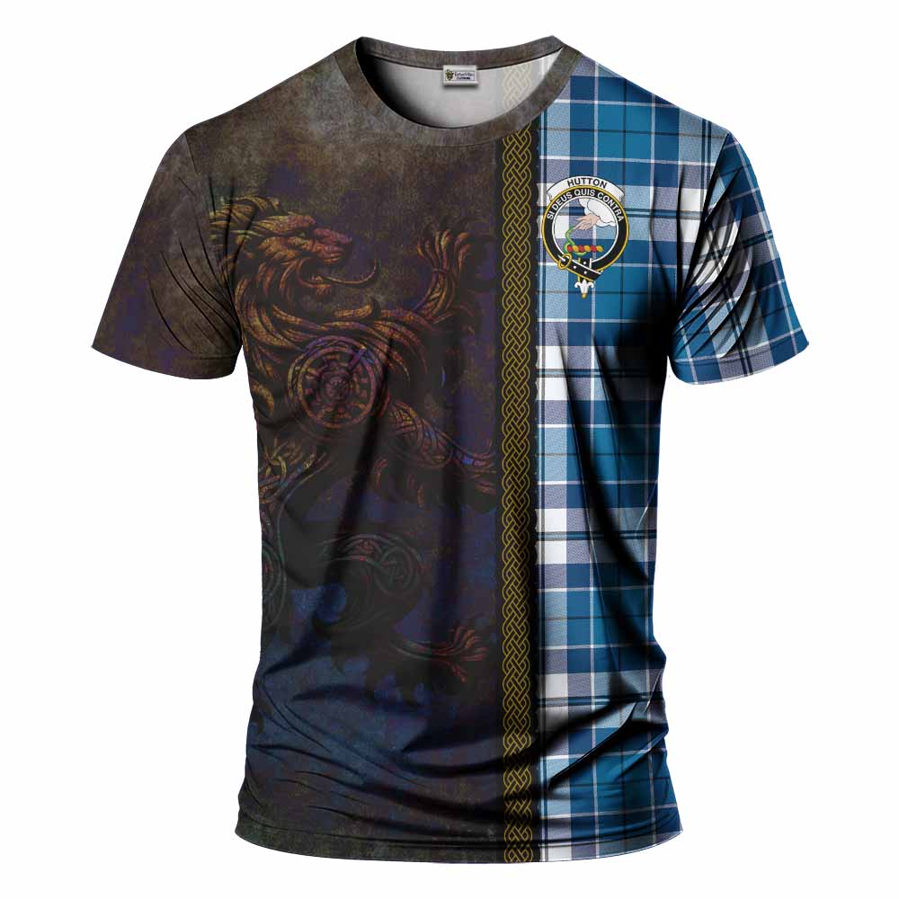 Hutton Tartan Family Crest T-Shirt Alba Gu Brath Be Brave Lion Ancient Style Kid's Shirt - Tartan Vibes Clothing