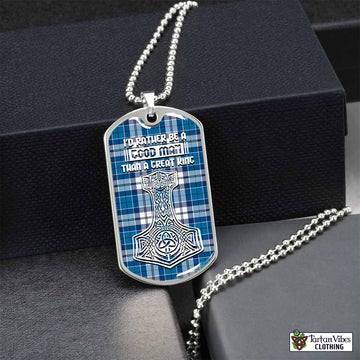 Hutton Tartan Dog Tag Necklace Viking Mjolnir Style Silver No - Tartan Vibes Clothing