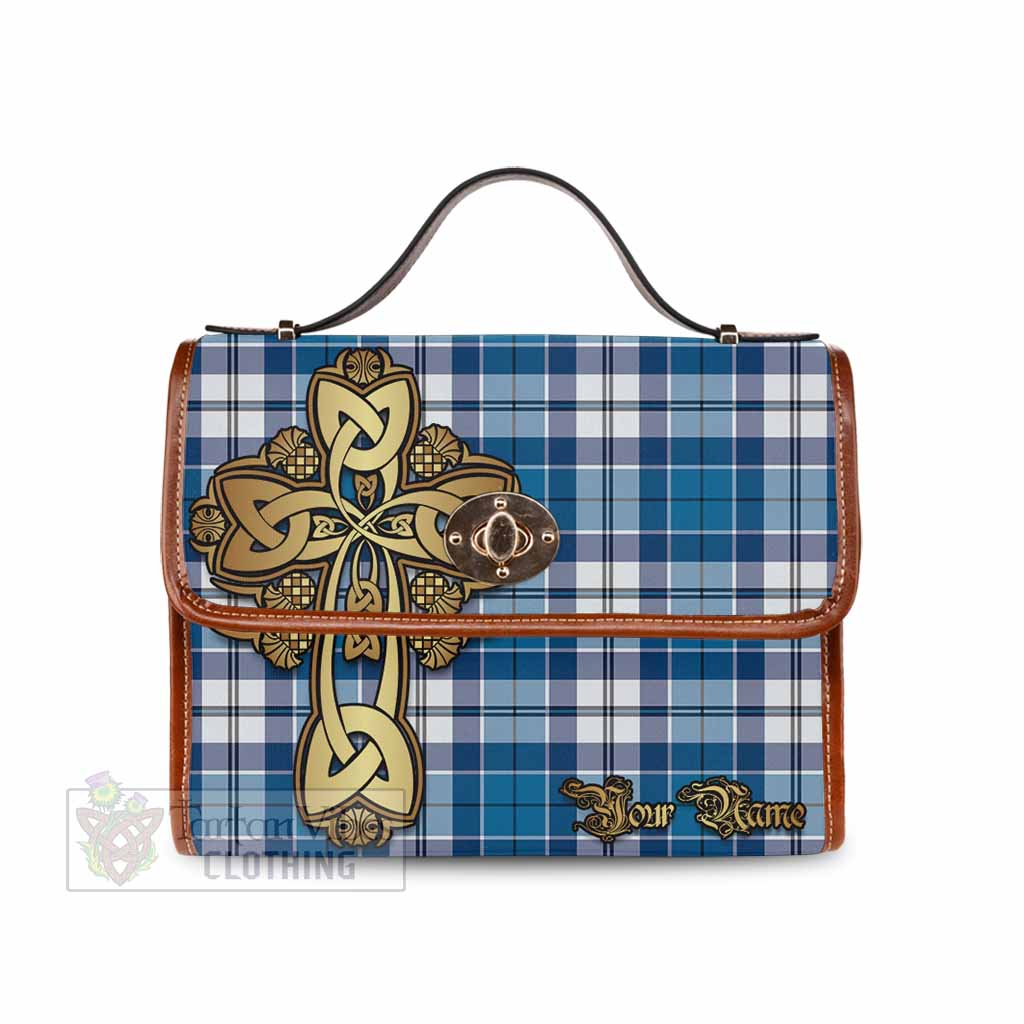 Tartan Vibes Clothing Hutton Tartan Waterproof Canvas Bag Golden Thistle Celtic Cross Style