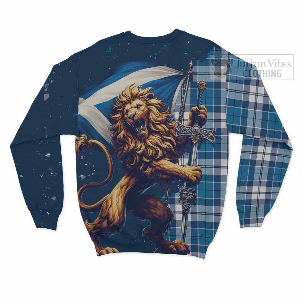 Hutton Tartan Family Crest Sweatshirt with Scottish Majestic Lion - Tartan Vibes Clothing