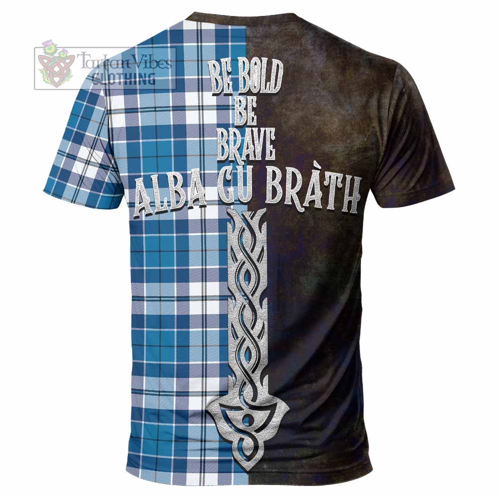 Hutton Tartan Family Crest T-Shirt Alba Gu Brath Be Brave Lion Ancient Style - Tartan Vibes Clothing