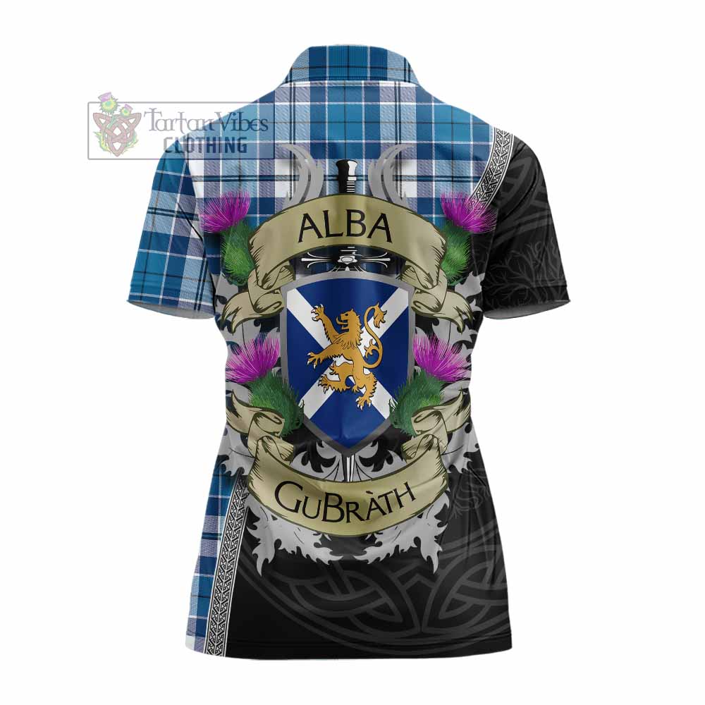 Hutton Tartan Family Crest Women's Polo Shirt Lion Rampant Royal Thistle Shield Celtic Inspired - Tartan Vibes Clothing