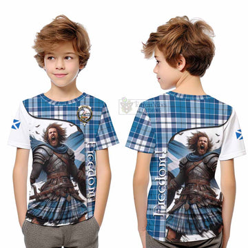 Hutton Crest Tartan Kid T-Shirt Inspired by the Freedom of Scottish Warrior - Tartan Vibes Clothing