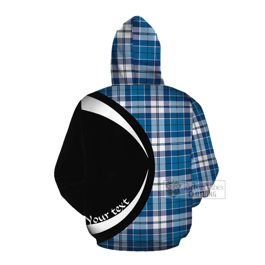 Hutton Tartan Cotton Hoodie with Family Crest Circle Style Pullover Hoodie - Tartan Vibes Clothing