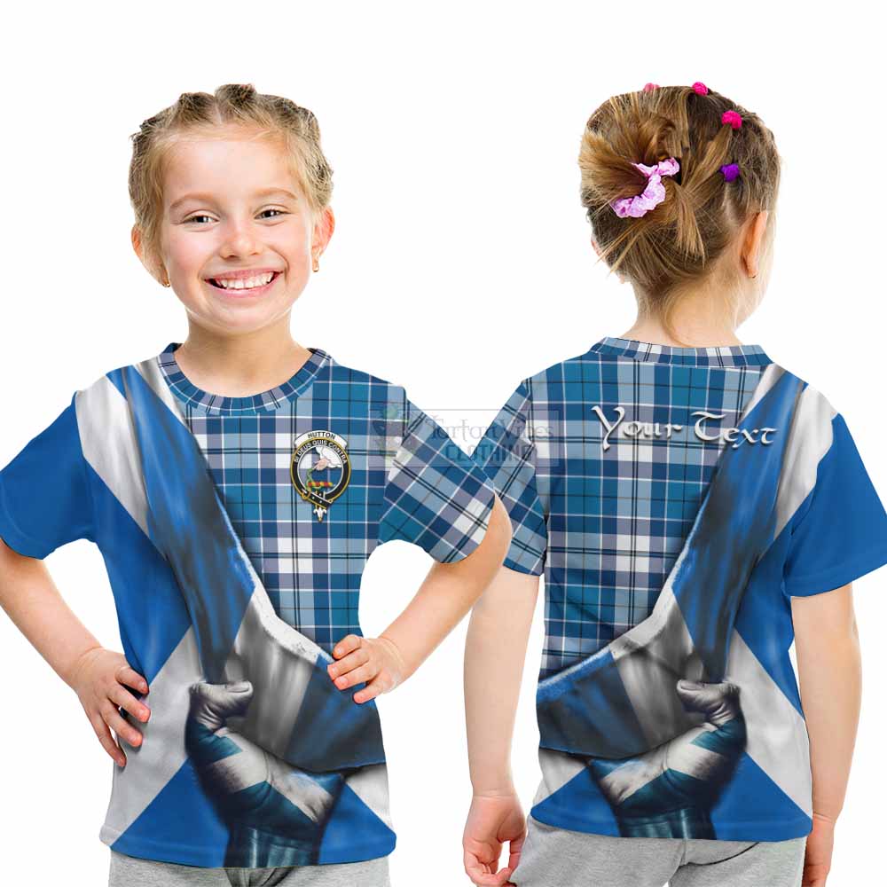 Hutton Tartan Kid T-Shirt with Family Crest Scotland Patriotic Style - Tartan Vibes Clothing