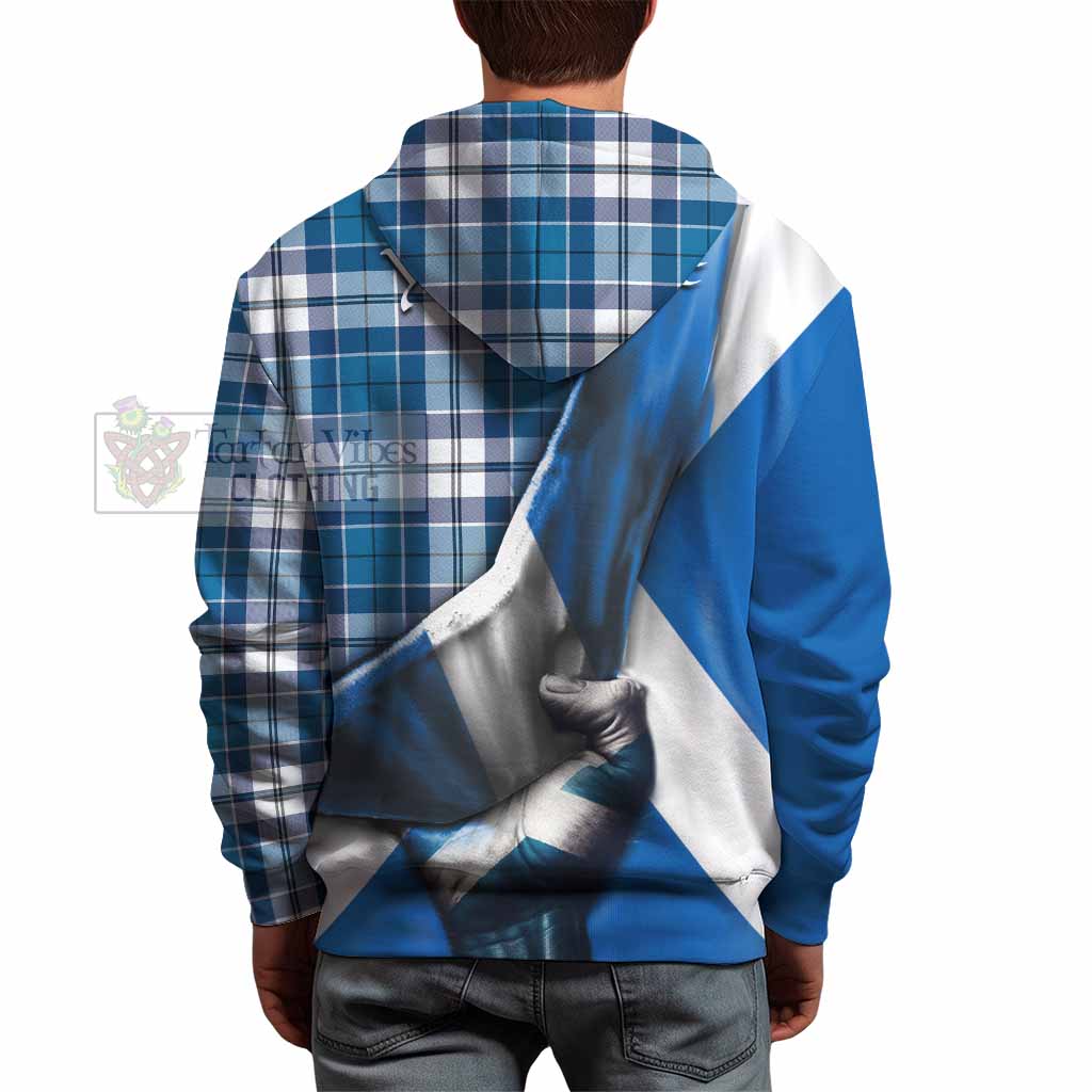 Hutton Tartan Hoodie with Family Crest Scotland Patriotic Style - Tartan Vibes Clothing