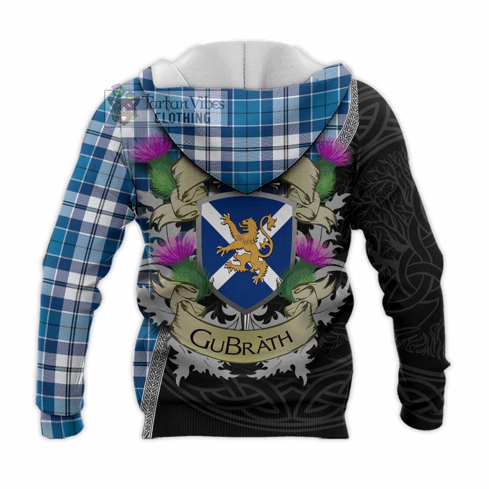Hutton Tartan Family Crest Knitted Hoodie Lion Rampant Royal Thistle Shield Celtic Inspired - Tartan Vibes Clothing