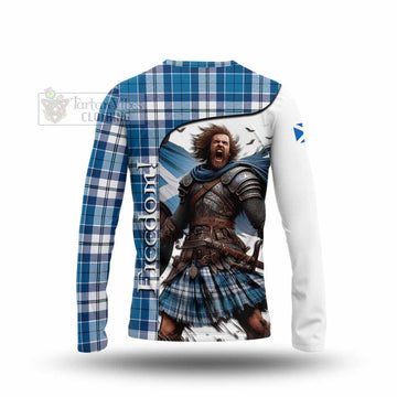 Hutton Crest Tartan Long Sleeve T-Shirt Inspired by the Freedom of Scottish Warrior - Tartan Vibes Clothing