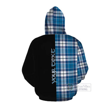 Hutton Tartan Cotton Hoodie with Family Crest and Half Of Me Style Pullover Hoodie - Tartan Vibes Clothing