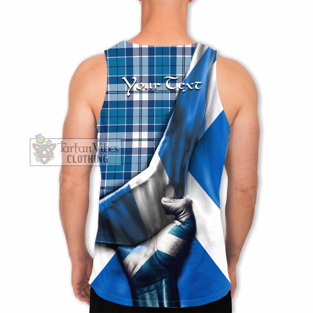 Hutton Tartan Men's Tank Top with Family Crest Scotland Patriotic Style - Tartan Vibes Clothing