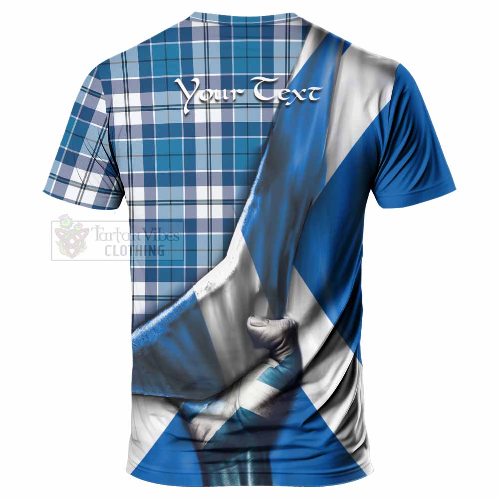 Hutton Tartan T-Shirt with Family Crest Scotland Patriotic Style - Tartan Vibes Clothing