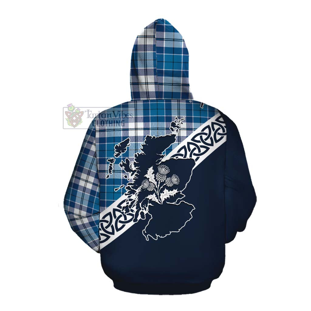 Hutton Tartan Cotton Hoodie Featuring Thistle and Scotland Map Pullover Hoodie - Tartan Vibes Clothing
