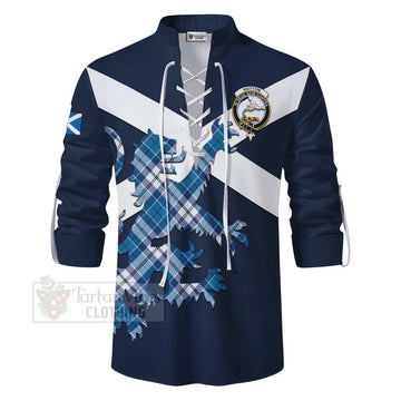 Hutton Tartan Lion Rampant Ghillie Kilt Shirt Proudly Display Your Heritage with Alba Gu Brath and Clan Name - Tartan Vibes Clothing