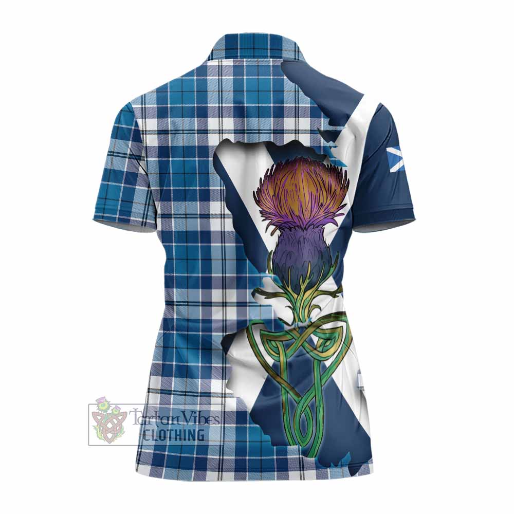 Tartan Vibes Clothing Hutton Tartan Family Crest Women's Polo Shirt Scottish Thistle Celtic Inspired