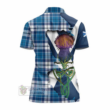 Tartan Vibes Clothing Hutton Tartan Family Crest Women's Polo Shirt Scottish Thistle Celtic Inspired
