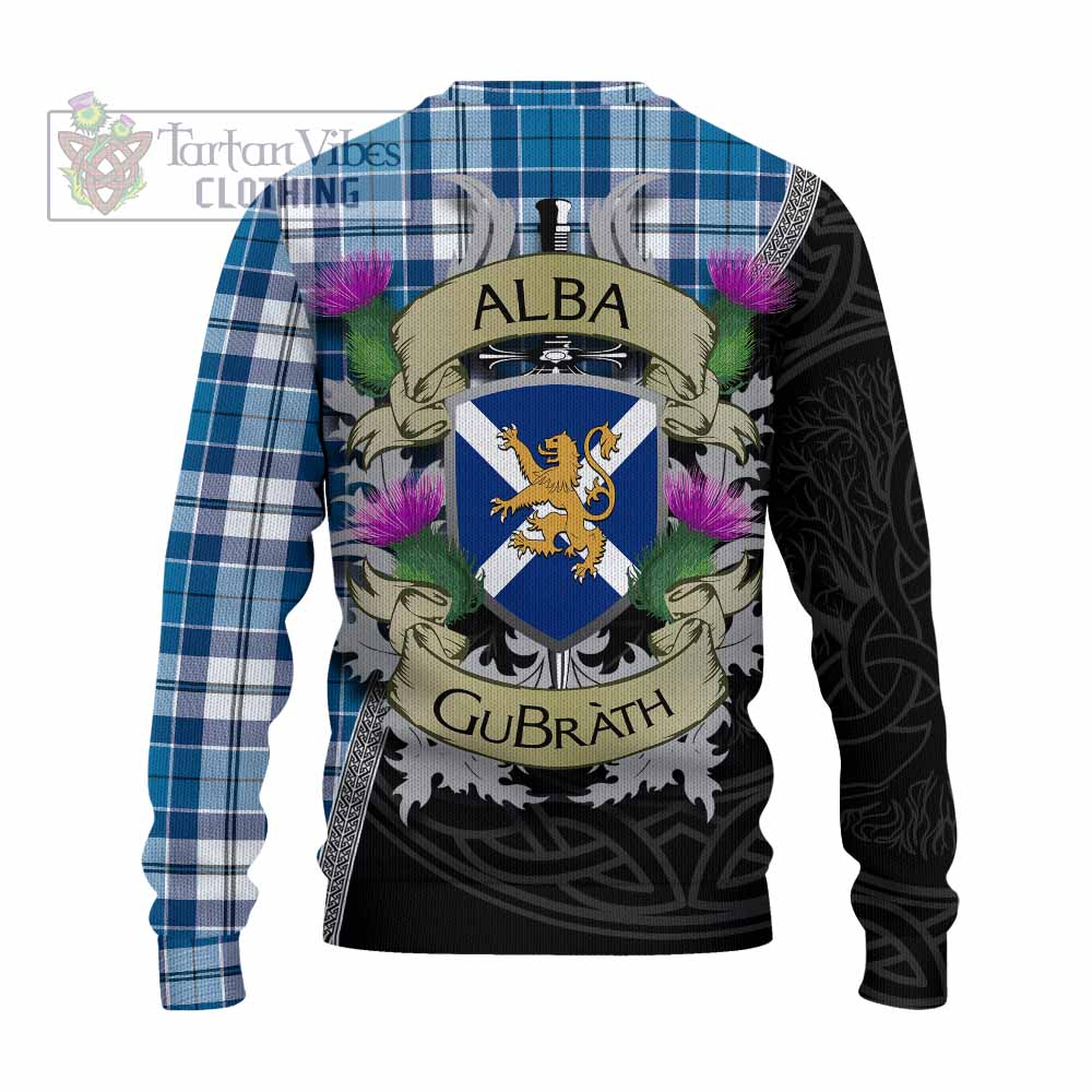 Hutton Tartan Family Crest Knitted Sweater Lion Rampant Royal Thistle Shield Celtic Inspired - Tartan Vibes Clothing