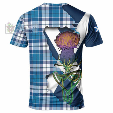 Tartan Vibes Clothing Hutton Tartan Family Crest T-Shirt Scottish Thistle Celtic Inspired