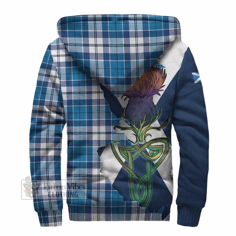 Tartan Vibes Clothing Hutton Tartan Family Crest Sherpa Hoodie Scottish Thistle Celtic Inspired