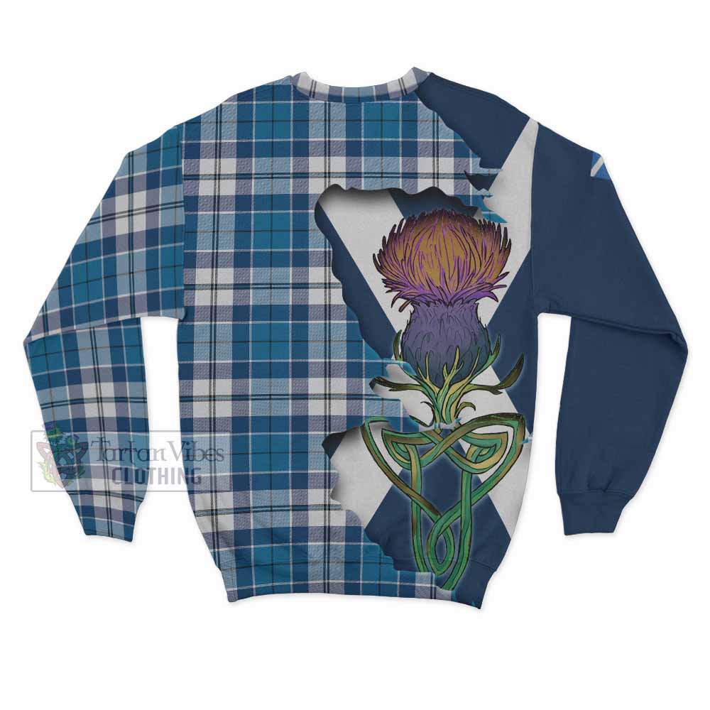 Tartan Vibes Clothing Hutton Tartan Family Crest Sweatshirt Scottish Thistle Celtic Inspired