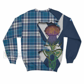 Tartan Vibes Clothing Hutton Tartan Family Crest Sweatshirt Scottish Thistle Celtic Inspired