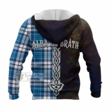 Hutton Tartan Family Crest Knitted Hoodie Alba Gu Brath Be Brave Lion Ancient Style