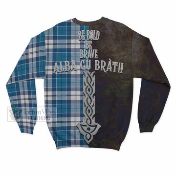 Hutton Tartan Family Crest Sweatshirt Alba Gu Brath Be Brave Lion Ancient Style