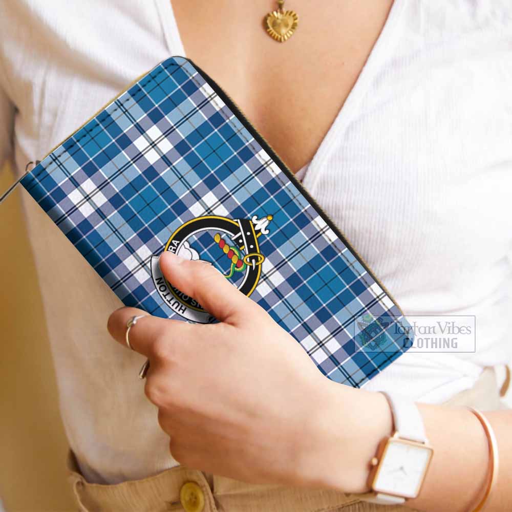 Hutton Tartan Women's Leather Wallet with Family Crest - Tartan Vibes Clothing
