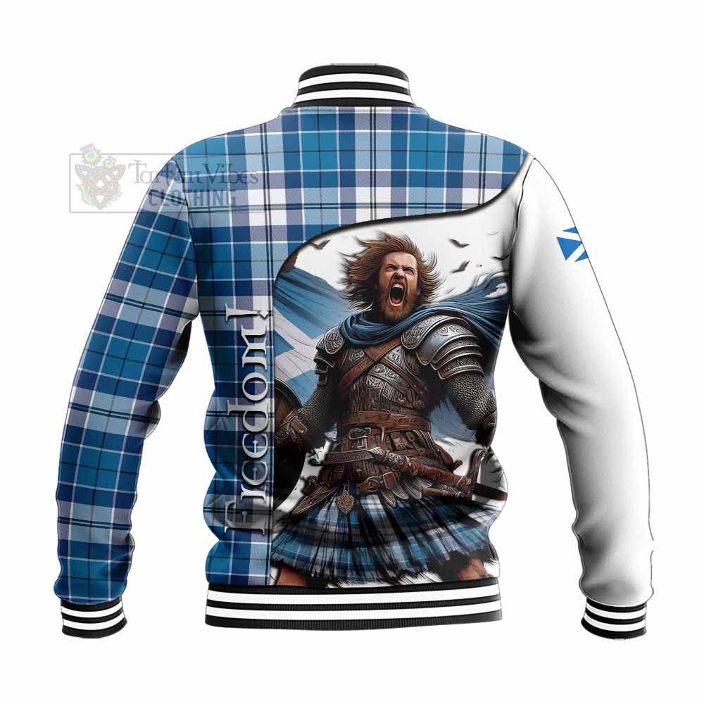 Hutton Crest Tartan Baseball Jacket Inspired by the Freedom of Scottish Warrior - Tartan Vibes Clothing