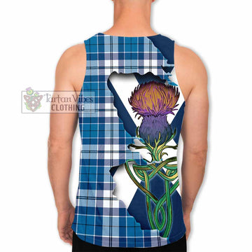 Tartan Vibes Clothing Hutton Tartan Family Crest Men's Tank Top Scottish Thistle Celtic Inspired
