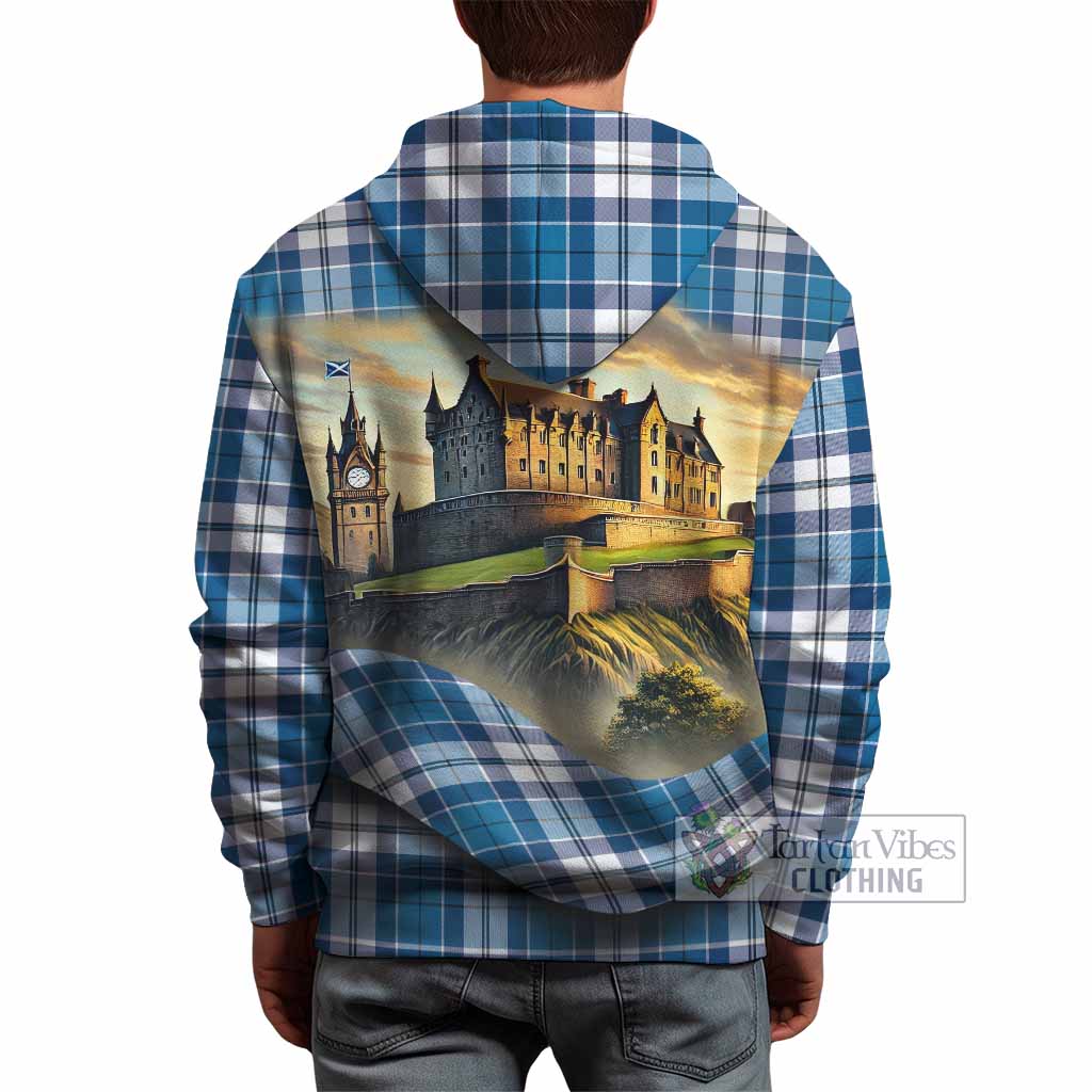 Hutton Tartan Family Crest Hoodie with Scottish Ancient Castle Style - Tartan Vibes Clothing