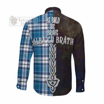 Hutton Tartan Family Crest Long Sleeve Button Shirt Alba Gu Brath Be Brave Lion Ancient Style