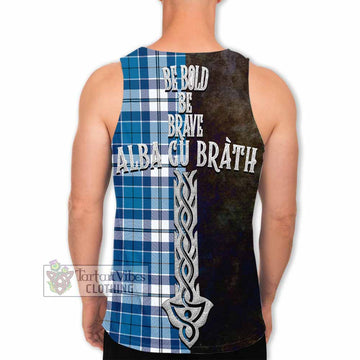 Hutton Tartan Family Crest Men's Tank Top Alba Gu Brath Be Brave Lion Ancient Style