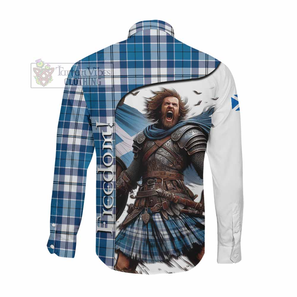 Hutton Crest Tartan Long Sleeve Button Shirt Inspired by the Freedom of Scottish Warrior Men's Shirt - Tartan Vibes Clothing